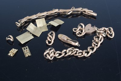 Lot 377 - Assorted scrap 9ct gold, to include a pair of...