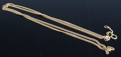 Lot 382 - A 9ct gold fine curblink long neck chain, 7.2g,...