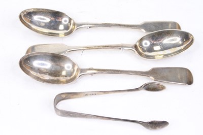 Lot 332 - A set of three Victorian silver tablespoons,...