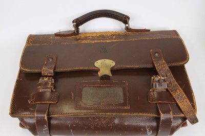 Lot 341 - A brown leather satchel, with brass fittings...