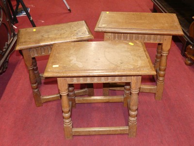 Lot 1205 - A collection of three 20th century joined oak...