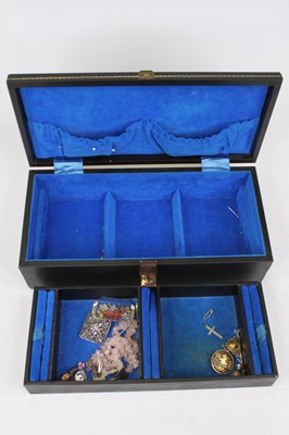 Lot 347 - A faux leather clad jewellery box and contents...