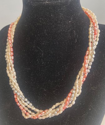 Lot 404 - A Mikimoto cultured, coloured seed pearl multi...