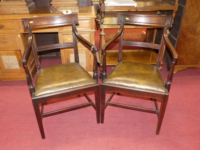 Lot 1272 - A pair of Regency mahogany barback elbow...