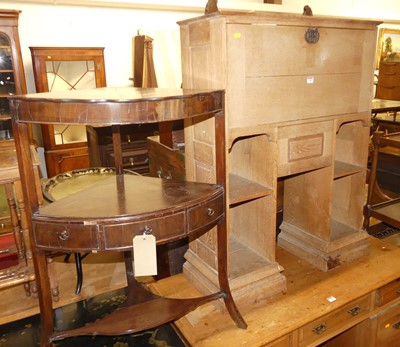 Lot 1285 - A 1930s light oak student's bureau together...