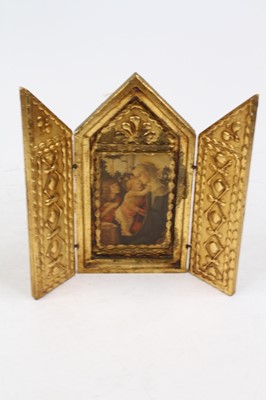 Lot 424A - A continental gilt framed triptch icon...