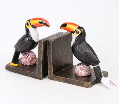 Lot 505 - A pair of painted and cast metal pelican...