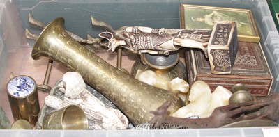 Lot 573 - A box of miscellaneous items, to include resin...