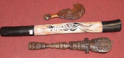 Lot 601 - A digeridoo handpainted with a kangaroo,...