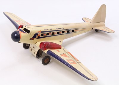 Lot 1842 - Mettoy (UK) tinplate clockwork Airliner ,...