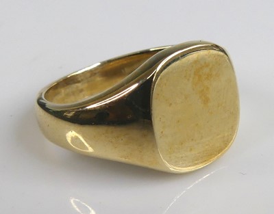 Lot 2603 - A 9ct yellow gold 12 x 11mm cushion shaped...