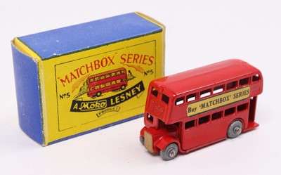 Lot 1427 - Matchbox Lesney No. 5 London Bus, red body,...