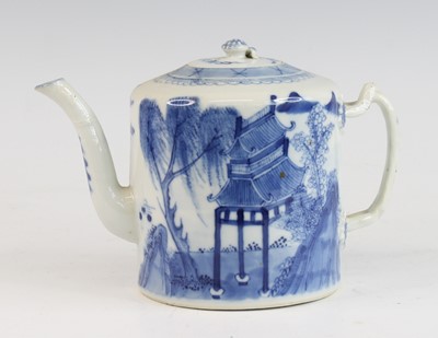 Lot 2362 - A Chinese blue and white porcelain teapot,...