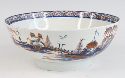 Lot 2025 - A Liverpool porcelain bowl, probably Chaffers,...