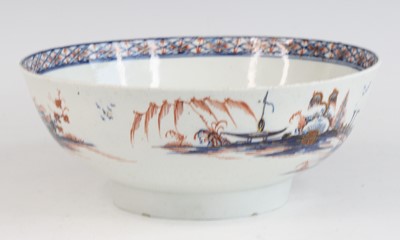 Lot 2025 - A Liverpool porcelain bowl, probably Chaffers,...