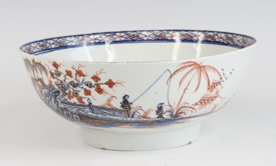 Lot 2025 - A Liverpool porcelain bowl, probably Chaffers,...