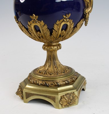 Lot 2046 - A French blue porcelain and gilt metal mounted...