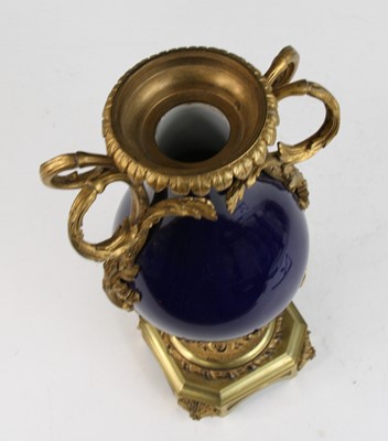 Lot 2046 - A French blue porcelain and gilt metal mounted...