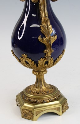 Lot 2046 - A French blue porcelain and gilt metal mounted...