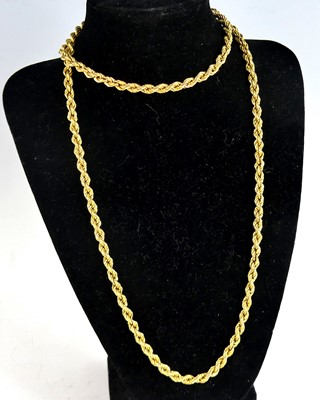 Lot 2676 - A modern 9ct gold ropetwist long necklace,...