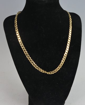 Lot 2678 - A modern 9ct gold flat curblink necklace,...