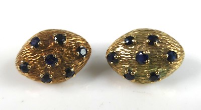 Lot 2682 - A pair of modern 9ct gold sapphire set ear...