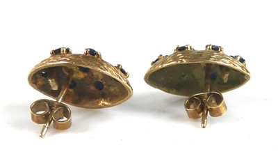 Lot 2682 - A pair of modern 9ct gold sapphire set ear...