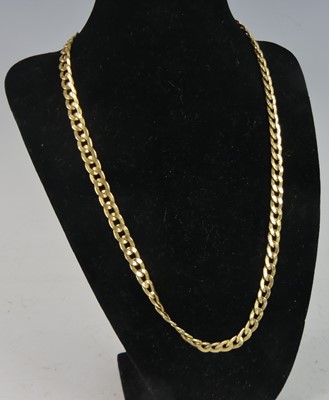 Lot 2599 - A modern 9ct gold flat curblink necklace,...