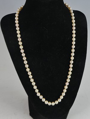 Lot 2625 - A Mikimoto pearl necklace, comprising 74 round...