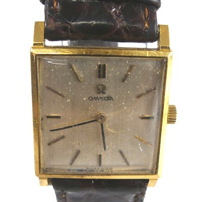 Lot 2626 - A vintage lady's Omega 18ct gold tank watch,...