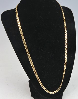Lot 2597 - A modern 9ct gold flat curblink necklace,...