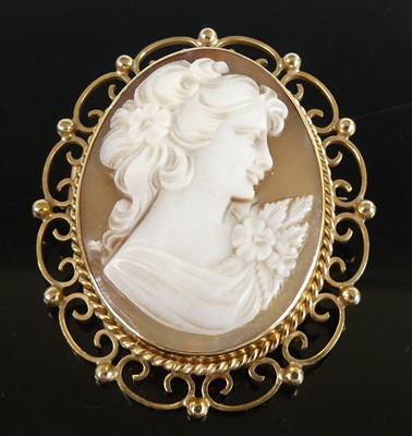 Lot 2595 - A Victorian style carved shell cameo brooch...
