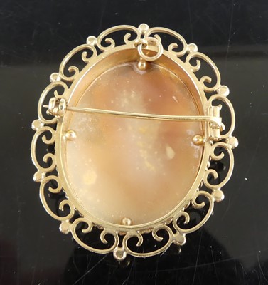 Lot 2595 - A Victorian style carved shell cameo brooch...