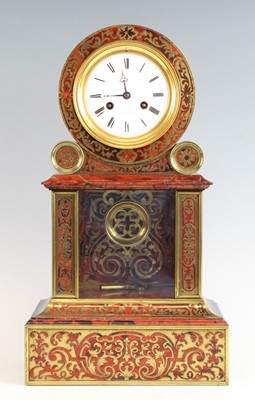 Lot 2451 - A late 19th century French boulle mantel clock,...