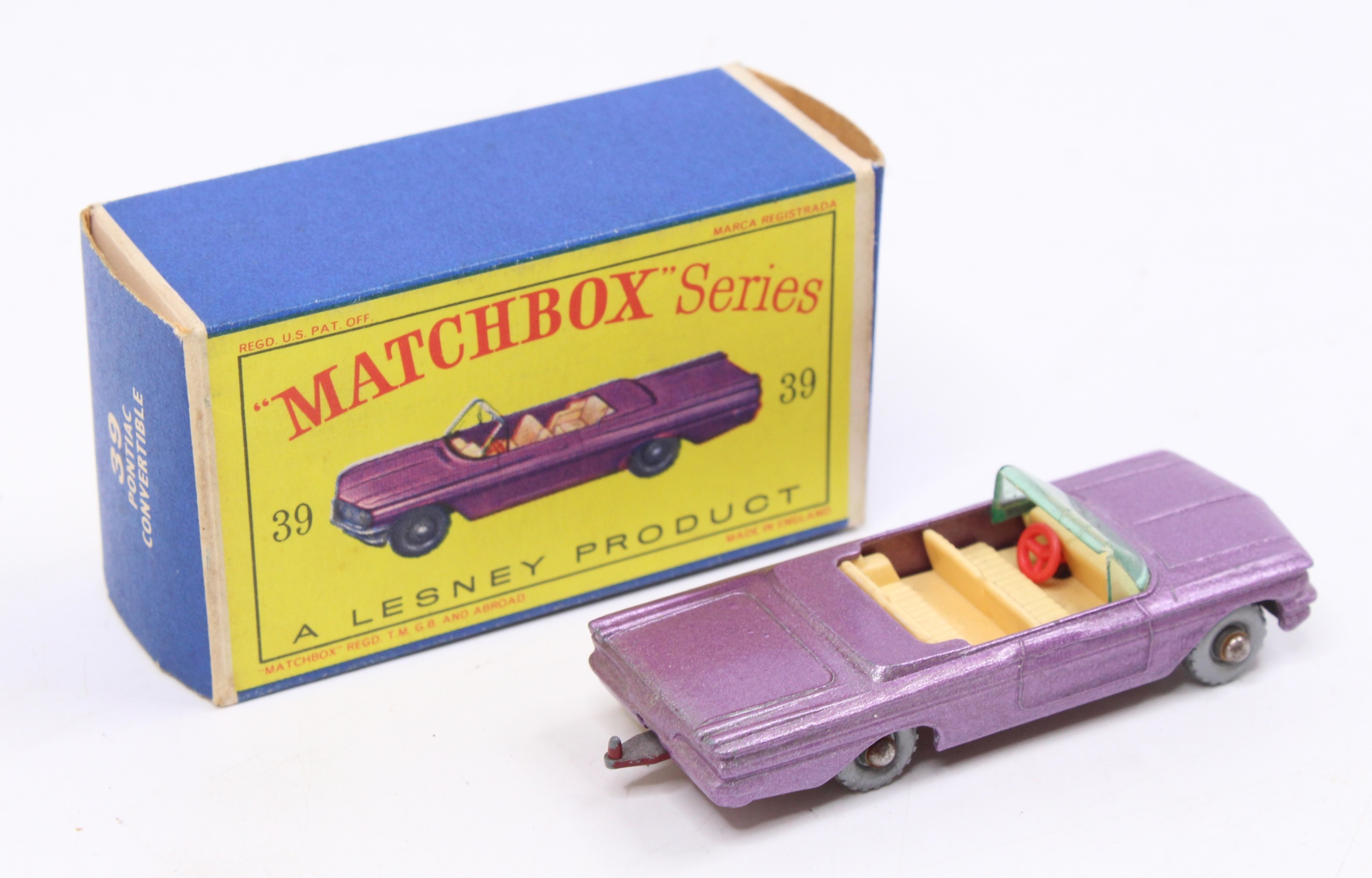 ミニカー MATCHBOX No.39 PONTIAC CONVERTIBLE VTG ORIGINAL Lesney Matchbox No. 39 YELLOW PONTIAC