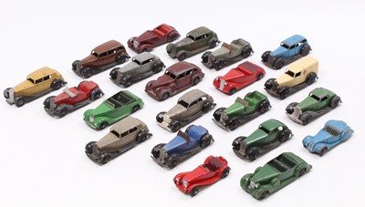 Lot 1200 - A collection of Dinky Toys early cars, with...