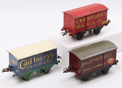 Lot 287 - Three Hornby 4-wheel 0-gauge wagons: 1933-5...