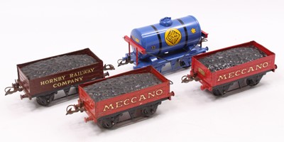 Lot 290 - Four Hornby 0-gauge pre-war wagons: Total...