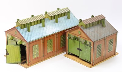 Lot 302 - Two Hornby clockwork engine sheds. 1928-33...