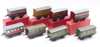 Lot 361 - Eight No.1 Hornby 0-gauge passenger coaches:...