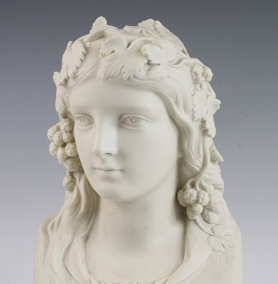 Lot 2044 - A Copeland parian bust of the Hop Queen, 19th...