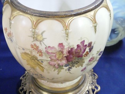 Lot 2042 - A Royal Worcester oil lamp, circa 1893, the...