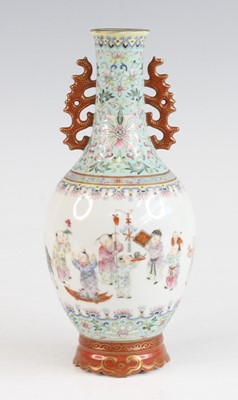 Lot 2366 - A Chinese famille rose porcelain vase, enamel...