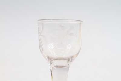 Lot 2051 - A pair of wine glasses, circa 1770, the basal...