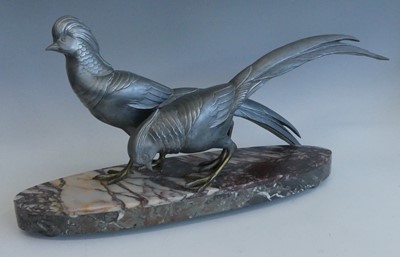 Lot 129 - A large French Art Deco silvered spelter model...