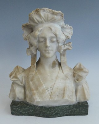 Lot 650 - An Italian Art Nouveau carved alabaster bust...