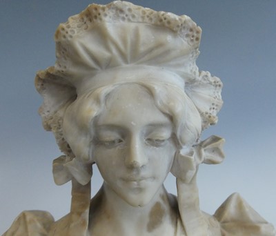 Lot 26 - An Italian Art Nouveau carved alabaster bust...