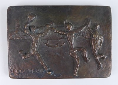 Lot 645 - After Jean Cocteau - a bronze plaque with...