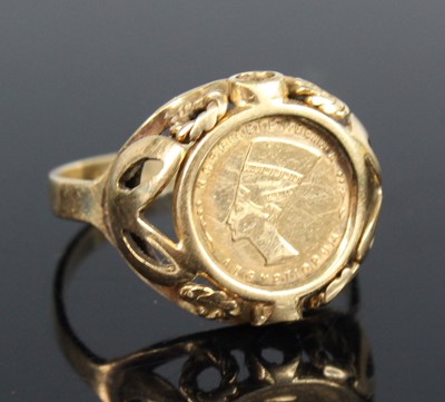 Lot 2720 - A lady's yellow metal signet ring, set with a...