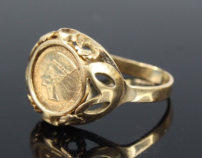 Lot 2720 - A lady's yellow metal signet ring, set with a...